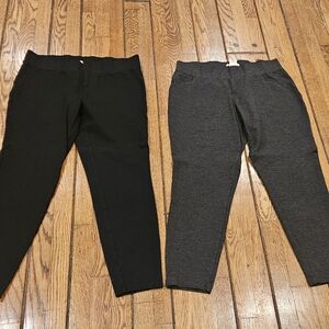 Matty M Leggings Size M Black & Charcoal Gray Pull-On Stretch Pants Set of 2
